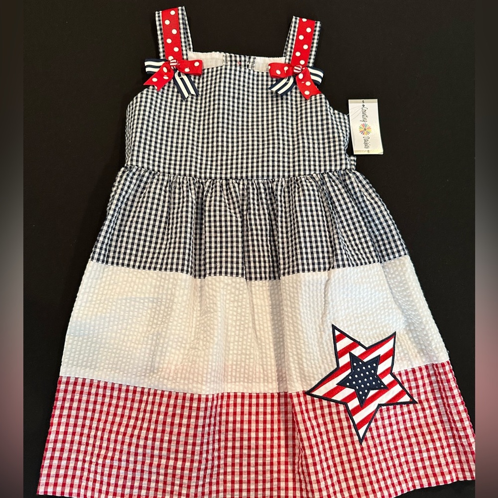 Girls Counting Daisies Red, White & Blue dress - size 5